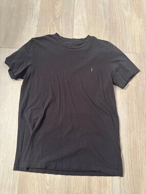 All Saints Men’s Black Crew Neck Tee with Subtle Logo